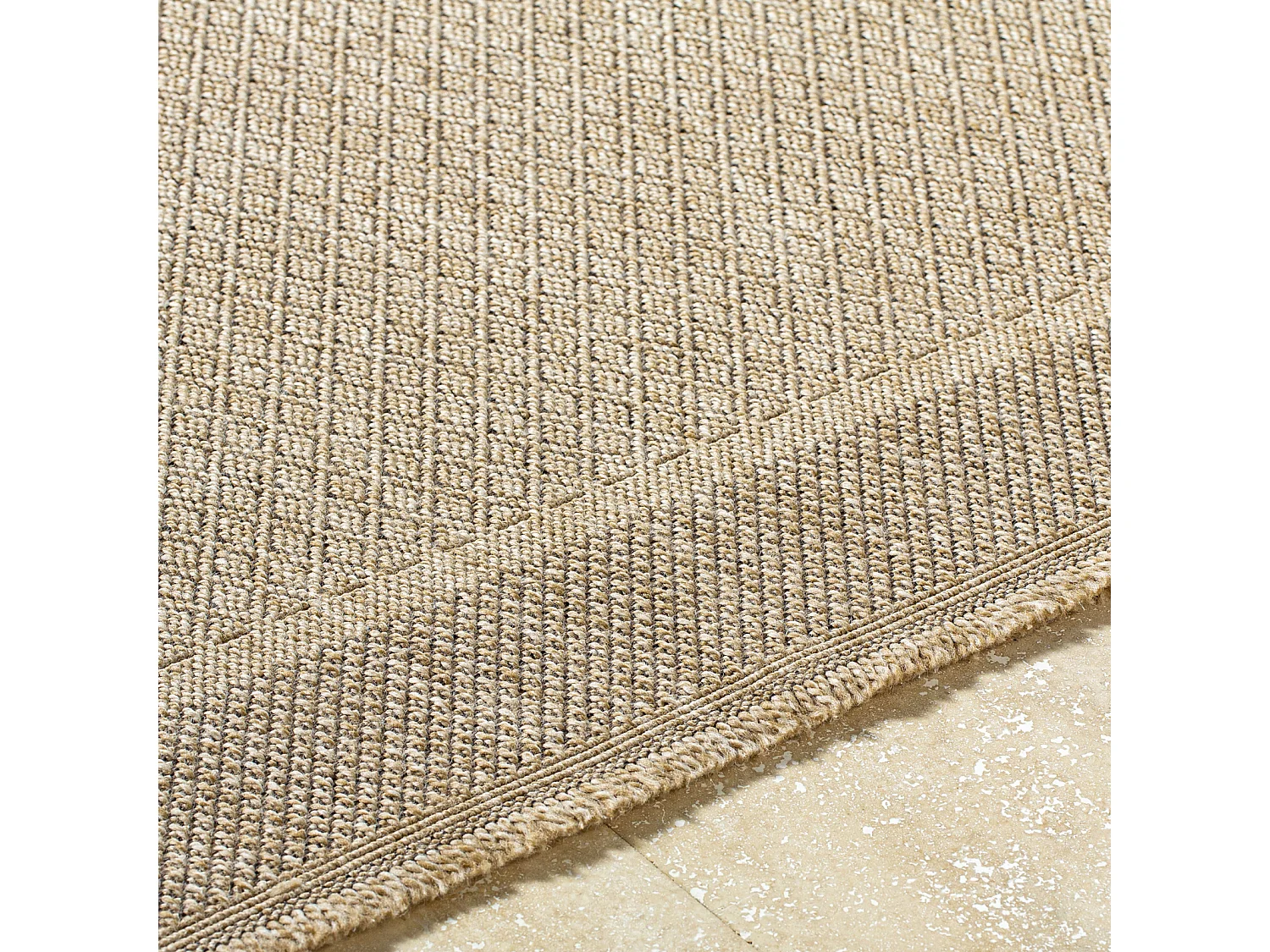 Tapis d'Extérieur/Intérieur Aspect Jute - Beige/Noir - 80x220cm - PENNY