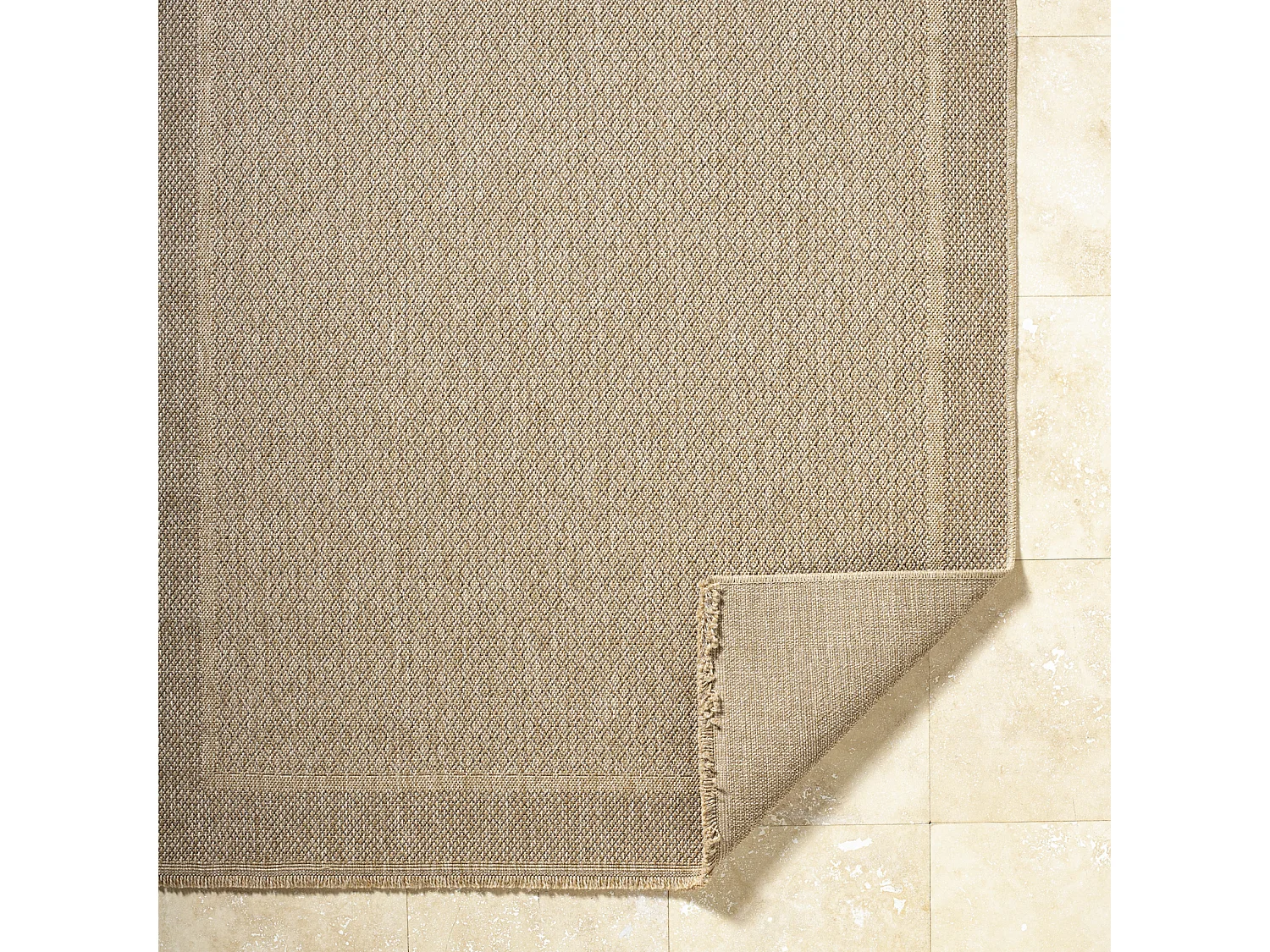 Tapis d'Extérieur/Intérieur Aspect Jute - Beige/Noir - 80x220cm - PENNY