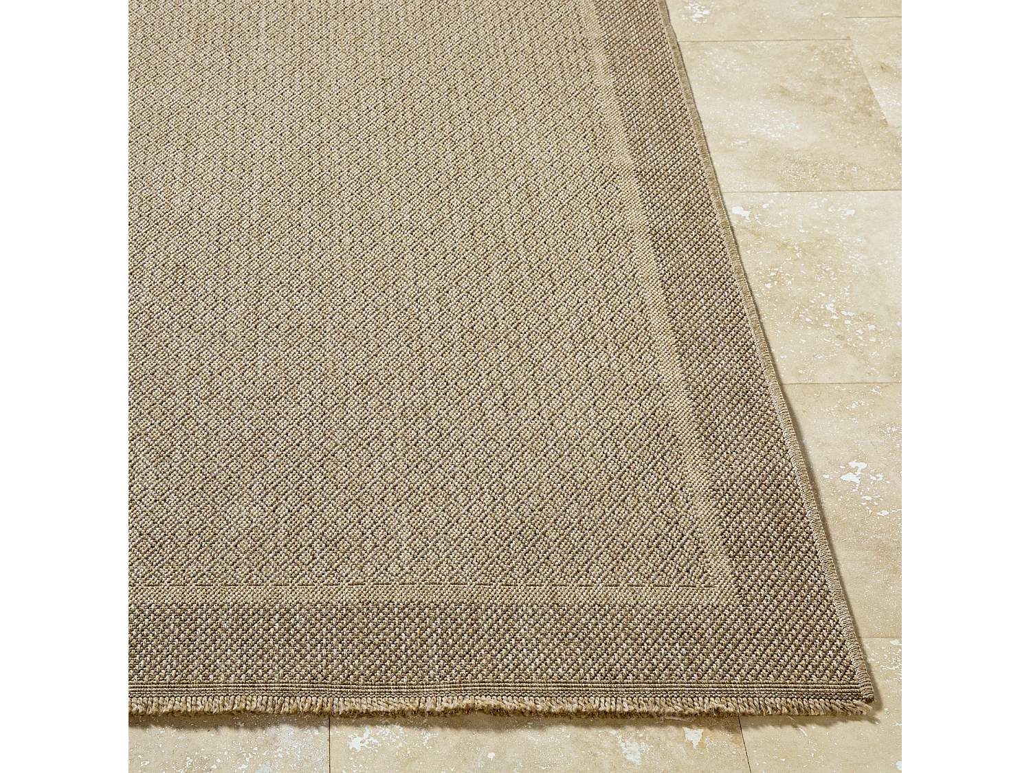 Tapis d'Extérieur/Intérieur Aspect Jute - Beige/Noir - 80x220cm - PENNY