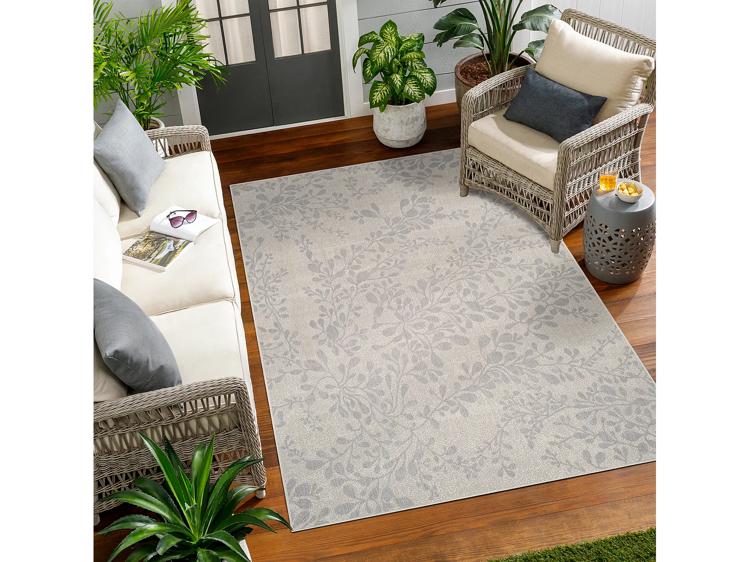 Buitenkleed - Balkon, Terras, Keuken Tapijt - Ivoor/Grijs - 160x213cm - MOLLY