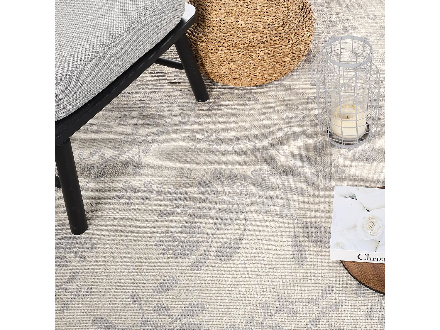 Buitenkleed - Balkon, Terras, Keuken Tapijt - Ivoor/Grijs - 160x213cm - MOLLY