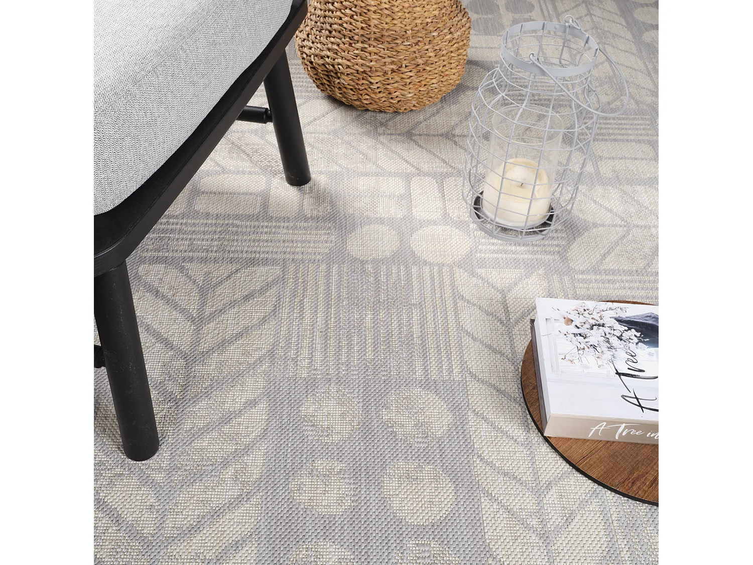 Tappeto Esterno/Interno - Grigio/Avorio - 160x213cm - SALLY