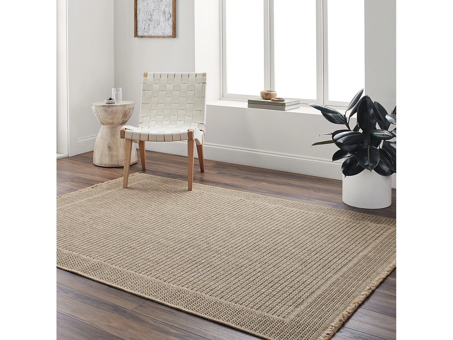 In-/Outdoor-Teppich mit Jute-Look - Beige/Schwarz - 120x170cm - MINDY