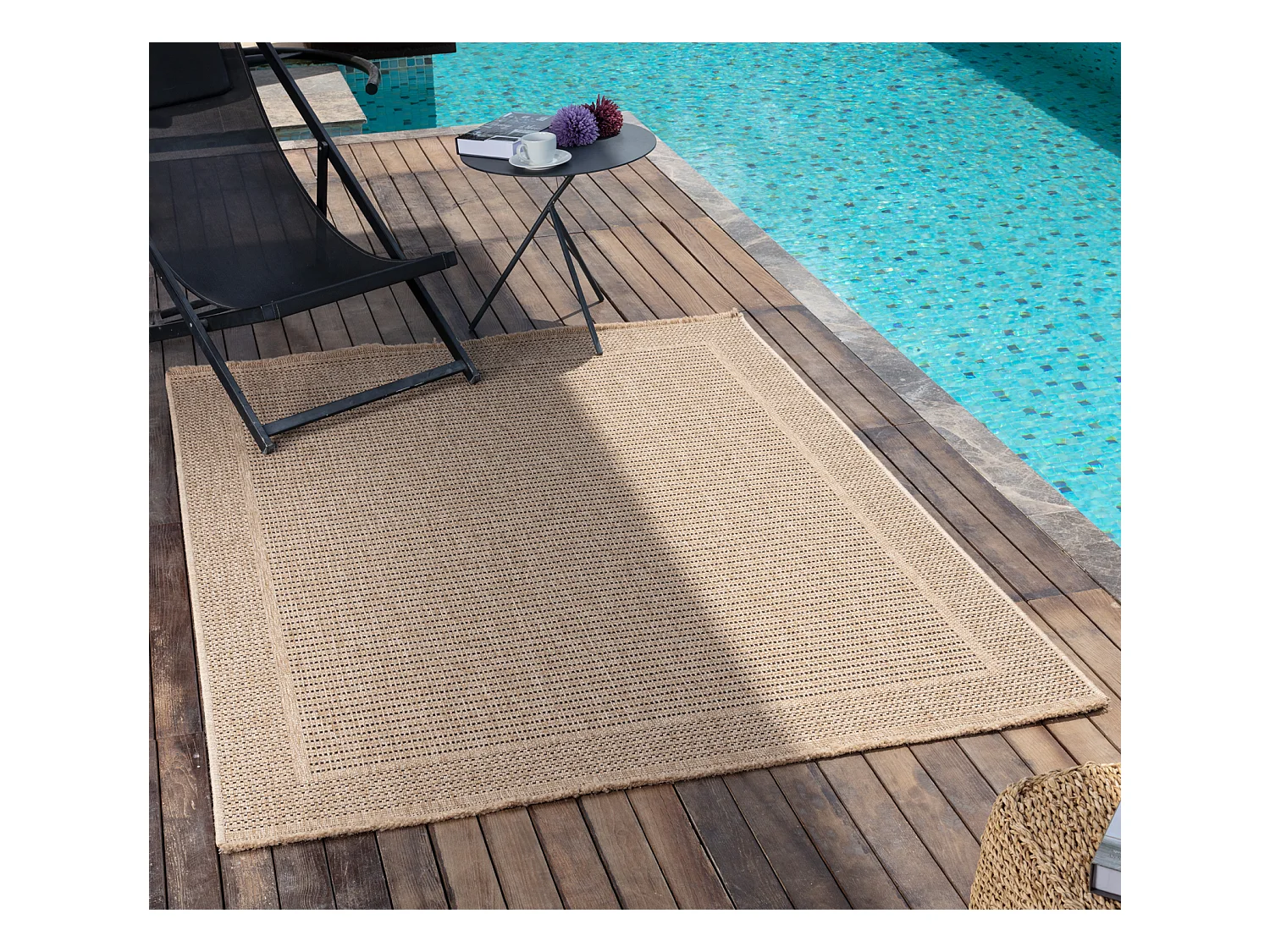 In-/Outdoor-Teppich mit Jute-Look - Beige/Schwarz - 120x170cm - MINDY