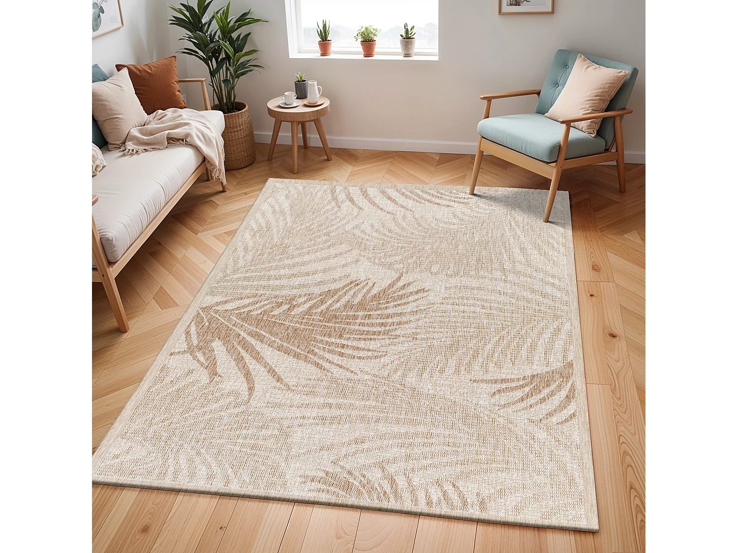 Buitenkleed - Balkon, Terras, Keuken Jute-Look Tapijt - Beige/Ivoor - 160x213cm - VANESSA