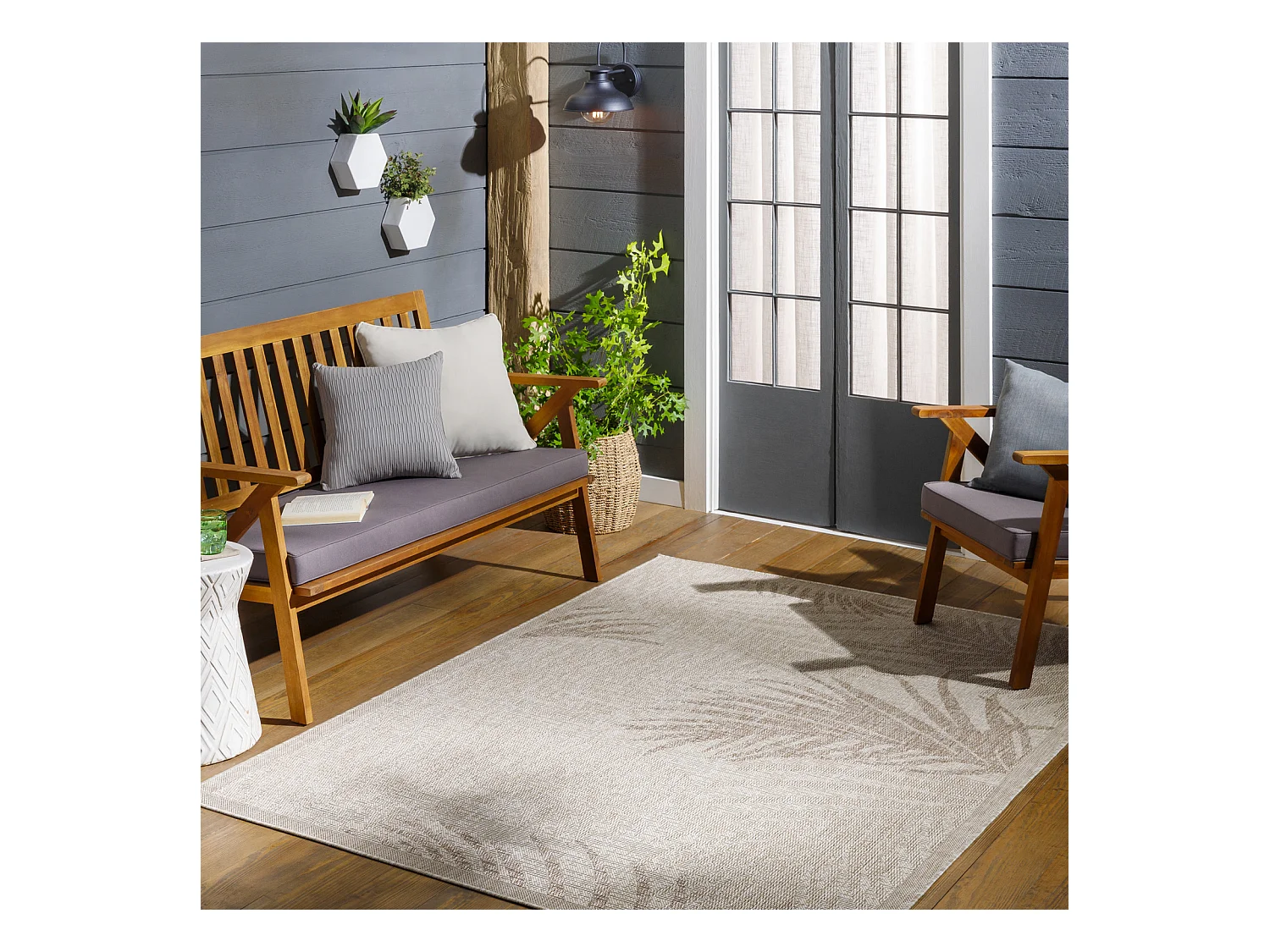 Buitenkleed - Balkon, Terras, Keuken Jute-Look Tapijt - Beige/Ivoor - 160x213cm - VANESSA