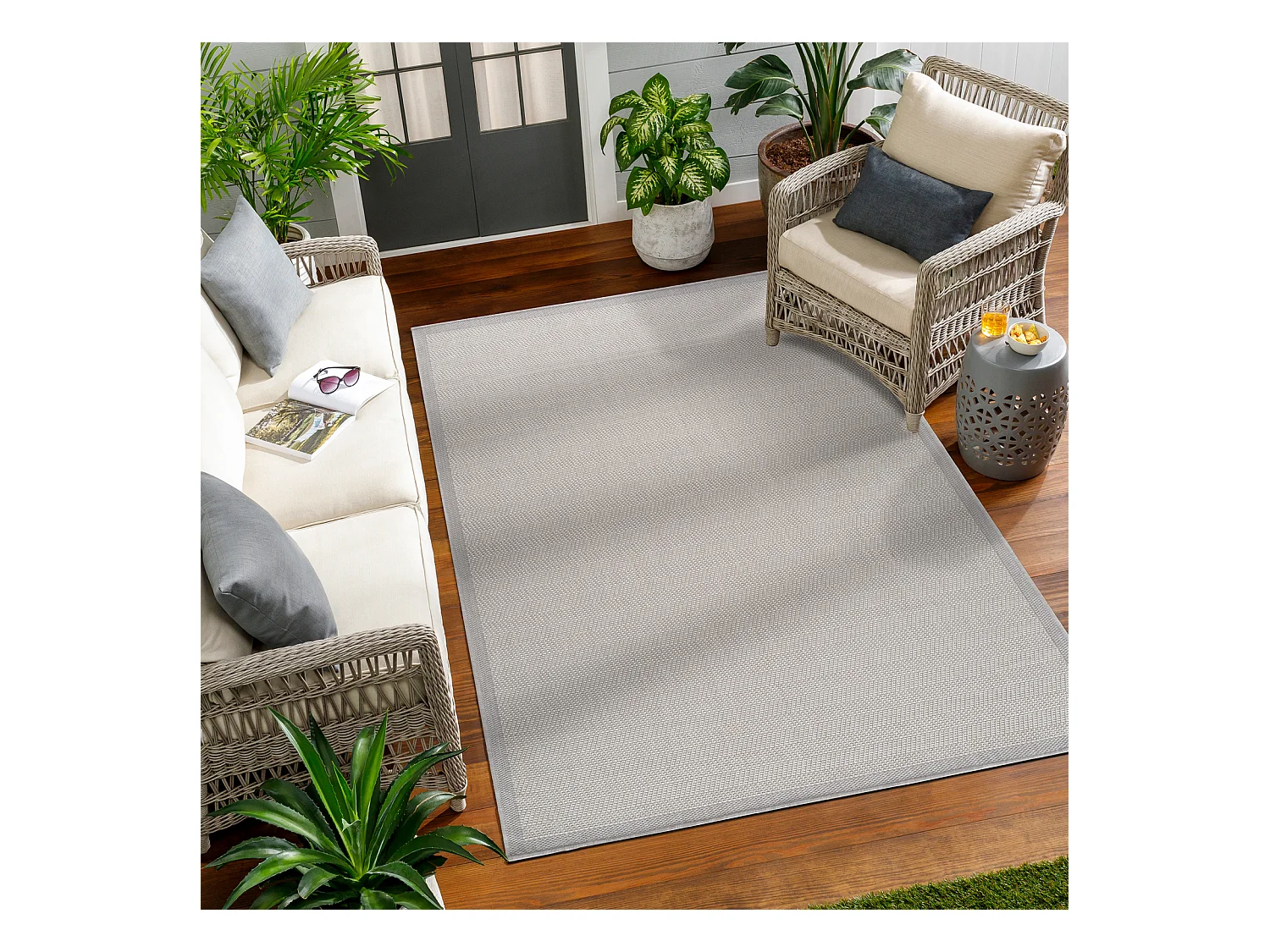 Buitenkleed - Balkon, Terras, Keuken Tapijt - Grijs/Ivoor - 160x213cm - TONIE