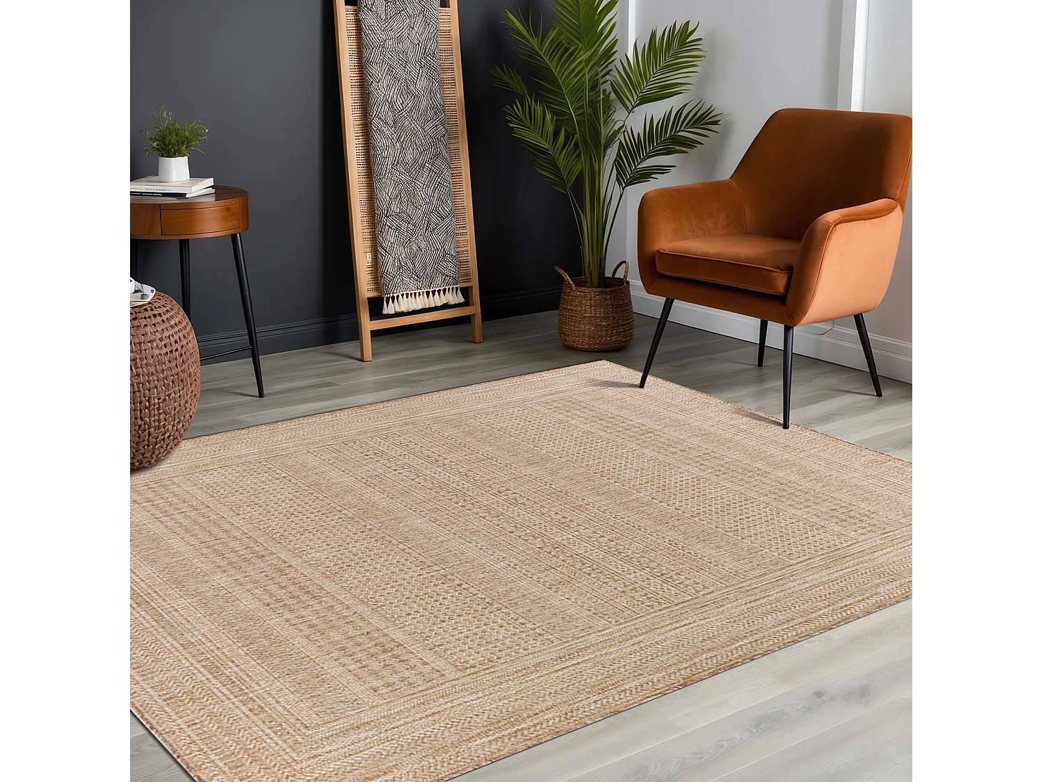 Tapis d'Extérieur/Intérieur Aspect Jute - Beige/Ivoire - 200x275cm - SIERRA