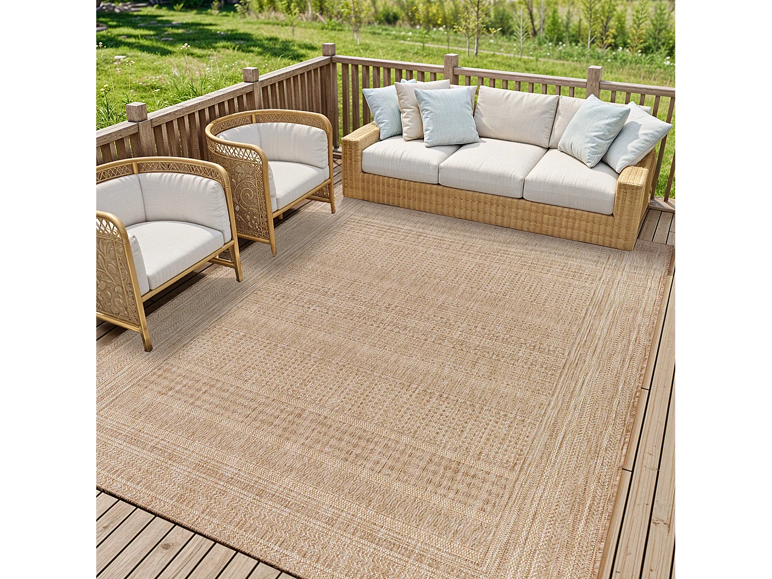 Tapis d'Extérieur/Intérieur Aspect Jute - Beige/Ivoire - 200x275cm - SIERRA