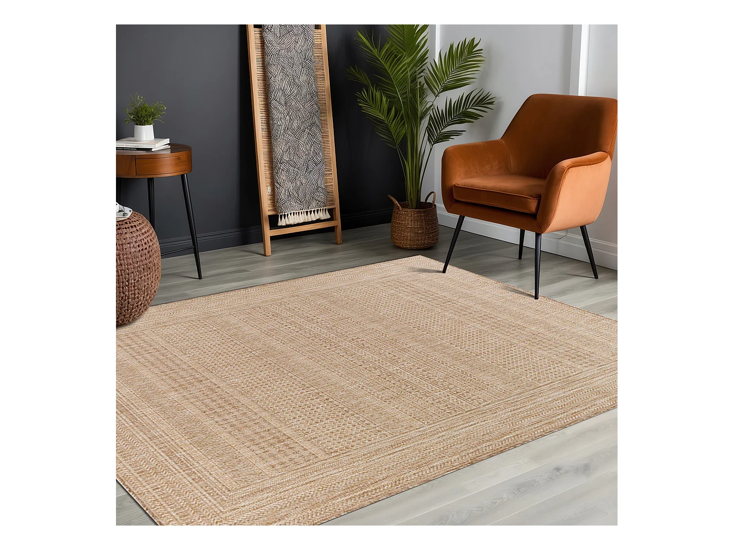 Buitenkleed - Balkon, Terras, Keuken Jute-Look Tapijt - Beige/Ivoor - 200x275cm - SIERRA