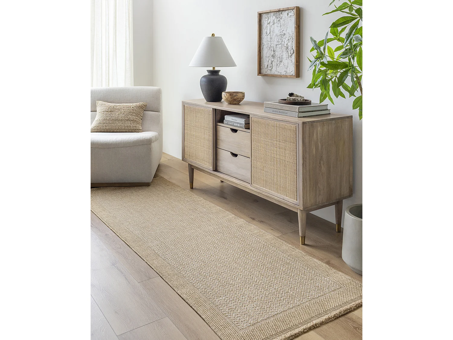 Tappeto Esterno/Interno Aspetto di Juta - Beige - 80x220cm - JENNY