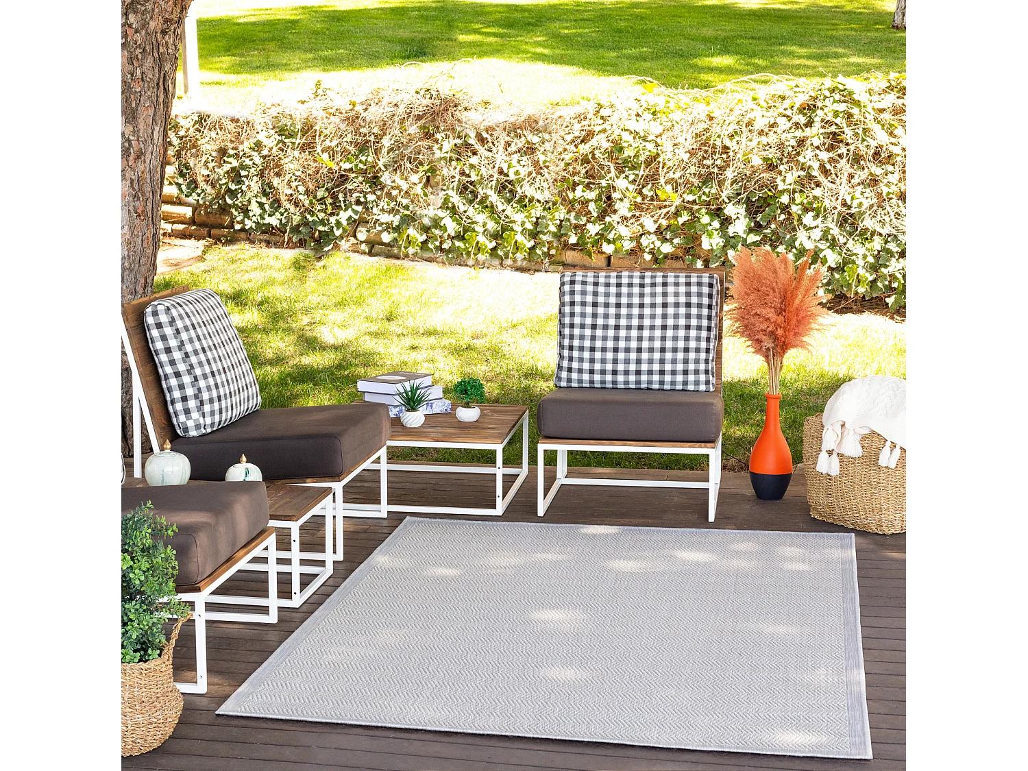 Alfombra Exterior/Interior - Gris/Marfil - 120x170cm - TONIE