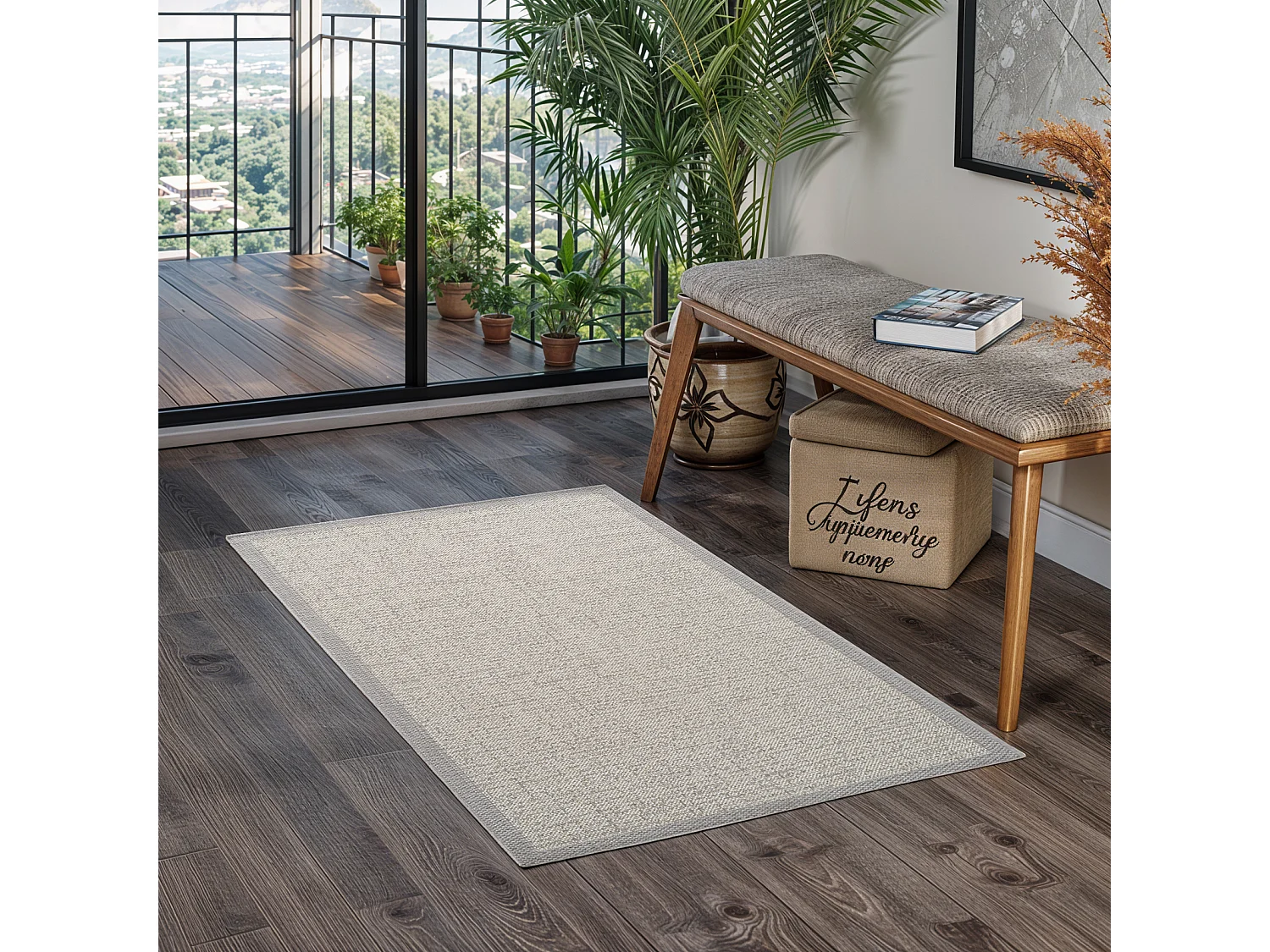 Buitenkleed - Balkon, Terras, Keuken Tapijt - Ivoor/Grijs - 80x150cm - JODY