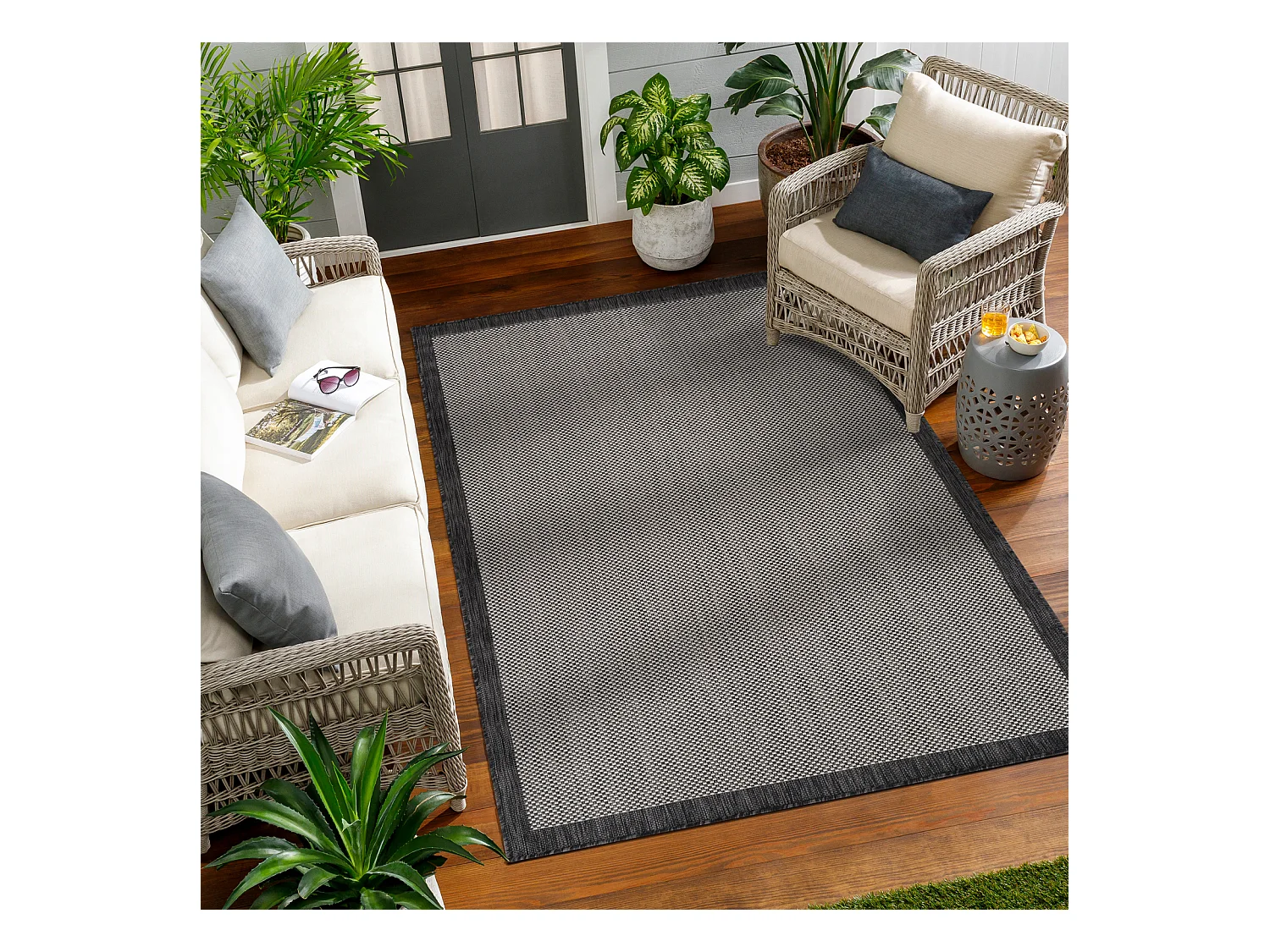 Buitenkleed - Balkon, Terras, Keuken Tapijt - Grijs/Ivoor - 160x213cm - KACEY