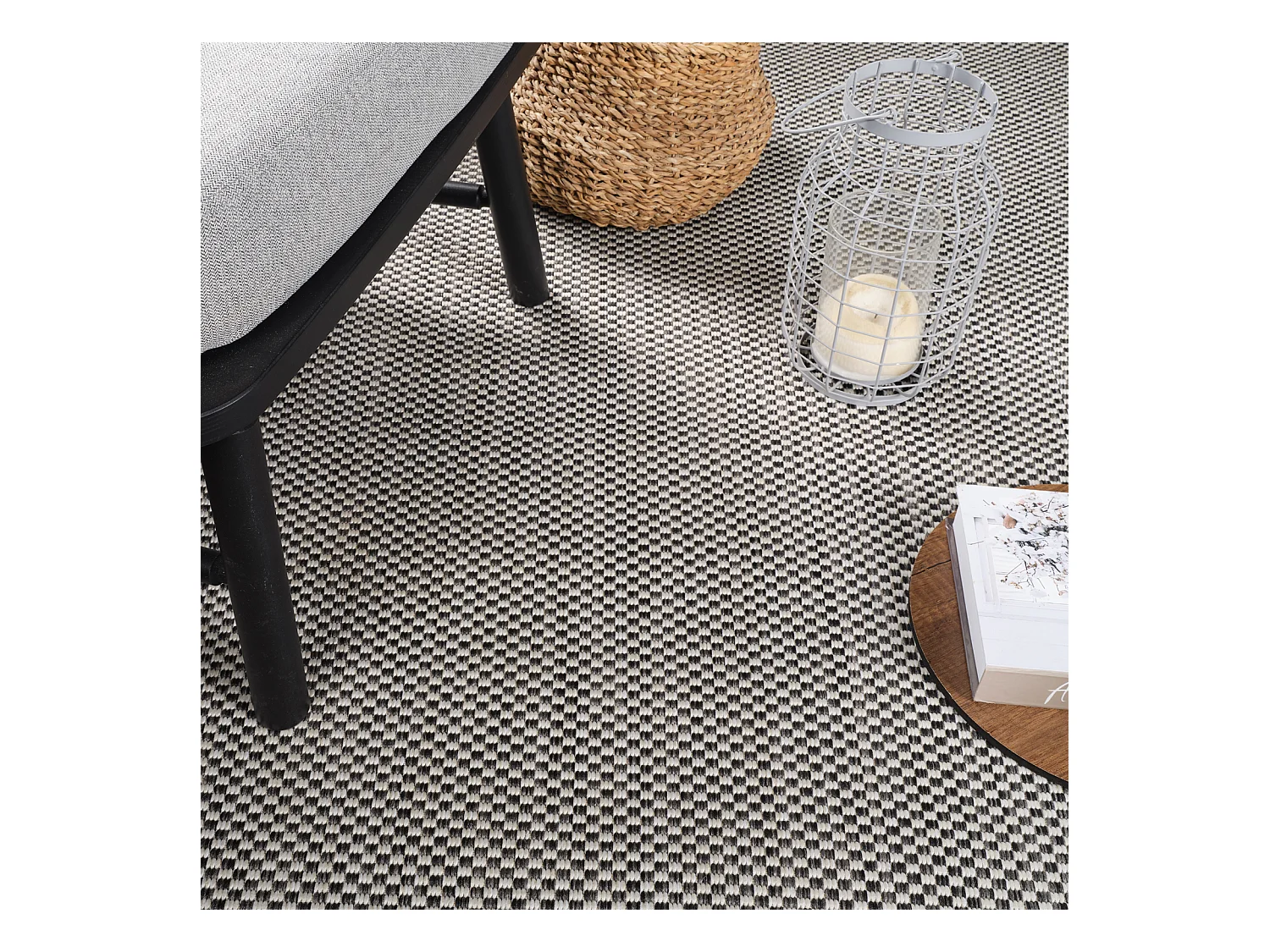 Buitenkleed - Balkon, Terras, Keuken Tapijt - Grijs/Ivoor - 160x213cm - KACEY