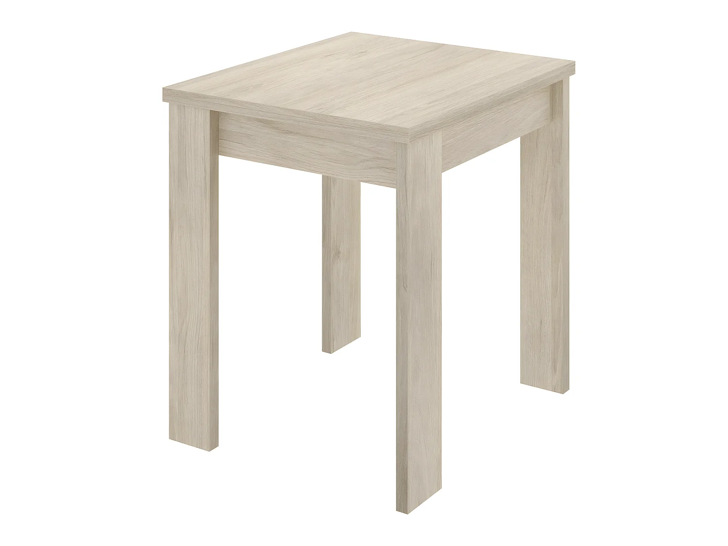 Table extensible en panneaux de particules mélaminés coloris chêne - Longueur 67.1-134.2 x Profondeur 67.1 x Hauteur 77.3-79.2 cm