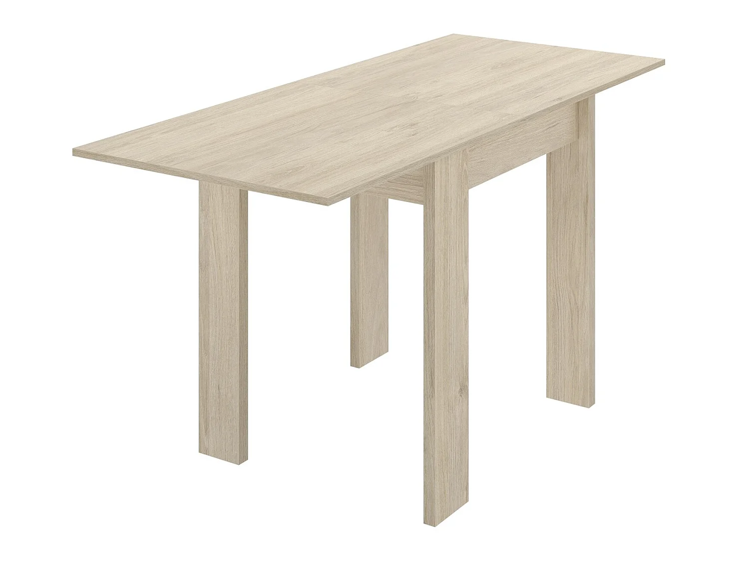 Table extensible en panneaux de particules mélaminés coloris chêne - Longueur 67.1-134.2 x Profondeur 67.1 x Hauteur 77.3-79.2 cm