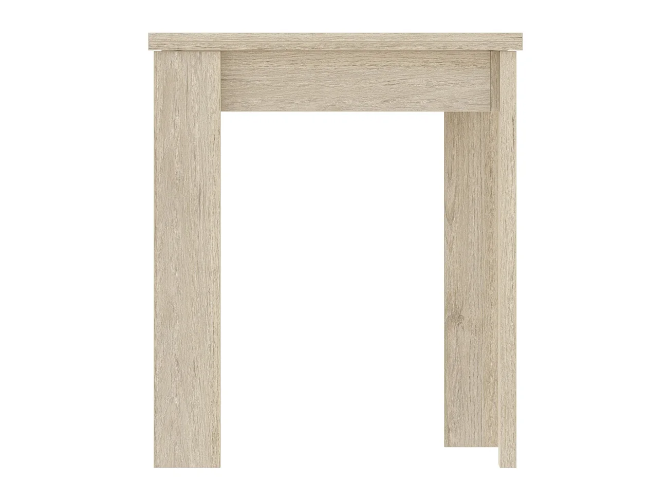 Table extensible en panneaux de particules mélaminés coloris chêne - Longueur 67.1-134.2 x Profondeur 67.1 x Hauteur 77.3-79.2 cm