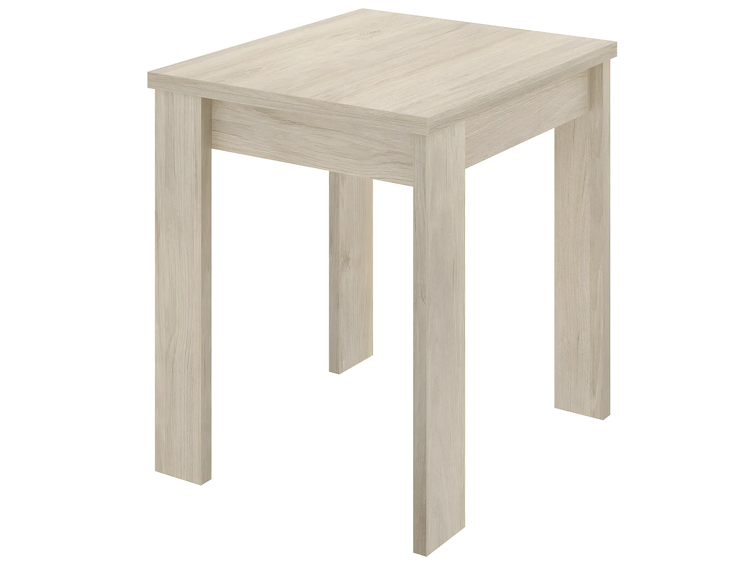 Table extensible en panneaux de particules mélaminés coloris chêne - Longueur 67.1-134.2 x Profondeur 67.1 x Hauteur 77.3-79.2 cm