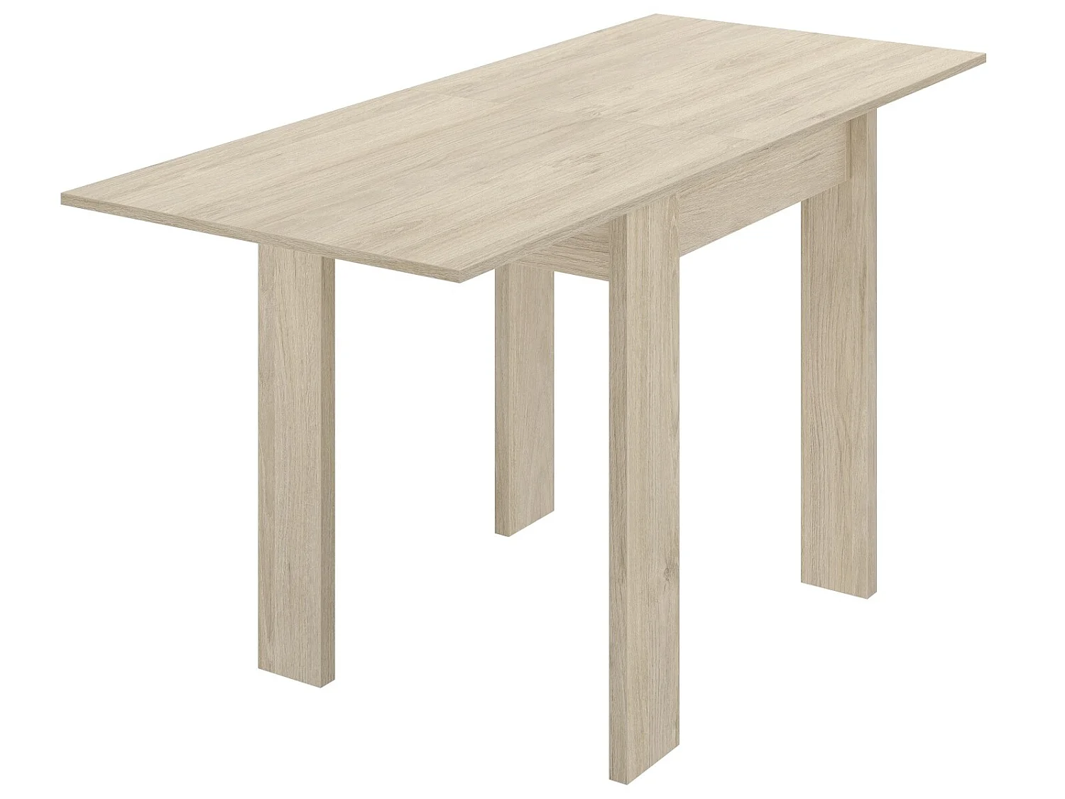 Table extensible en panneaux de particules mélaminés coloris chêne - Longueur 67.1-134.2 x Profondeur 67.1 x Hauteur 77.3-79.2 cm