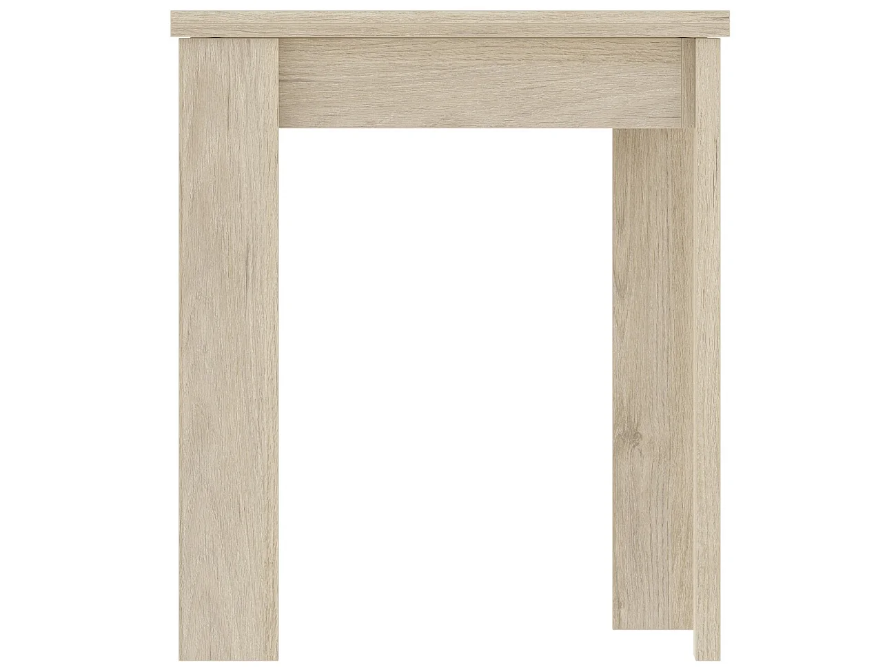 Table extensible en panneaux de particules mélaminés coloris chêne - Longueur 67.1-134.2 x Profondeur 67.1 x Hauteur 77.3-79.2 cm