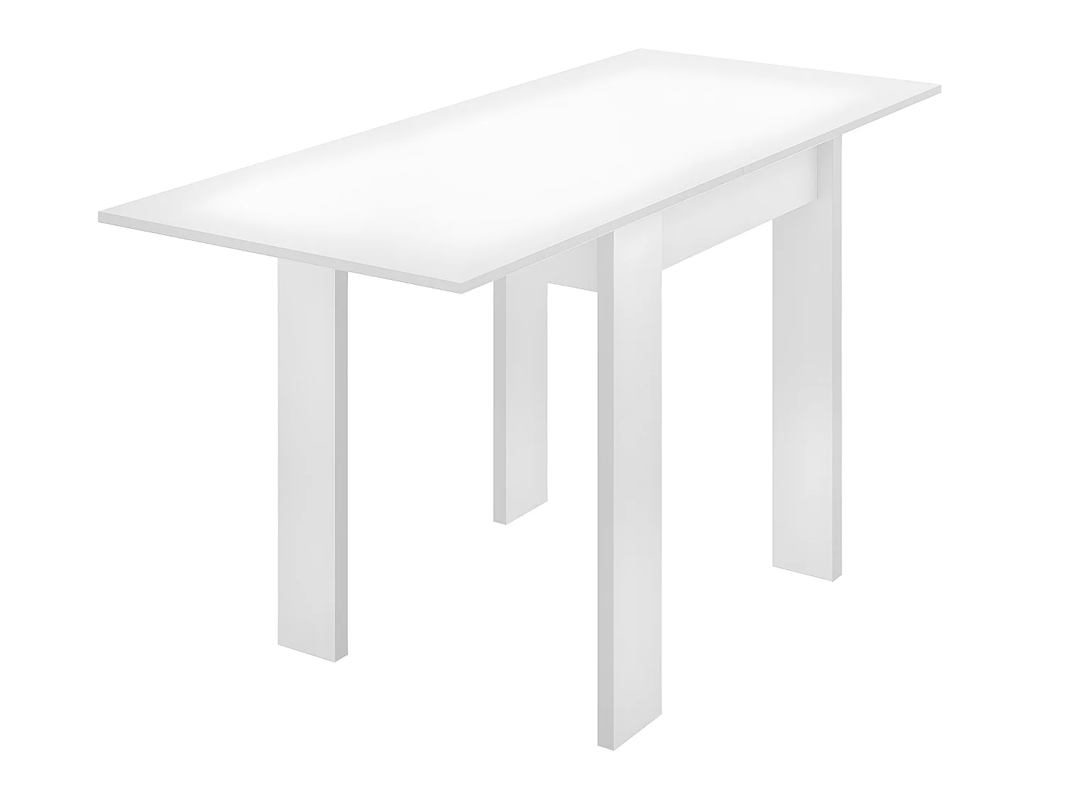 Table extensible en panneaux de particules mélaminés coloris blanc-Longueur 67.1-134.2 x Profondeur 67.1 x Hauteur 77.3-79.2 cm