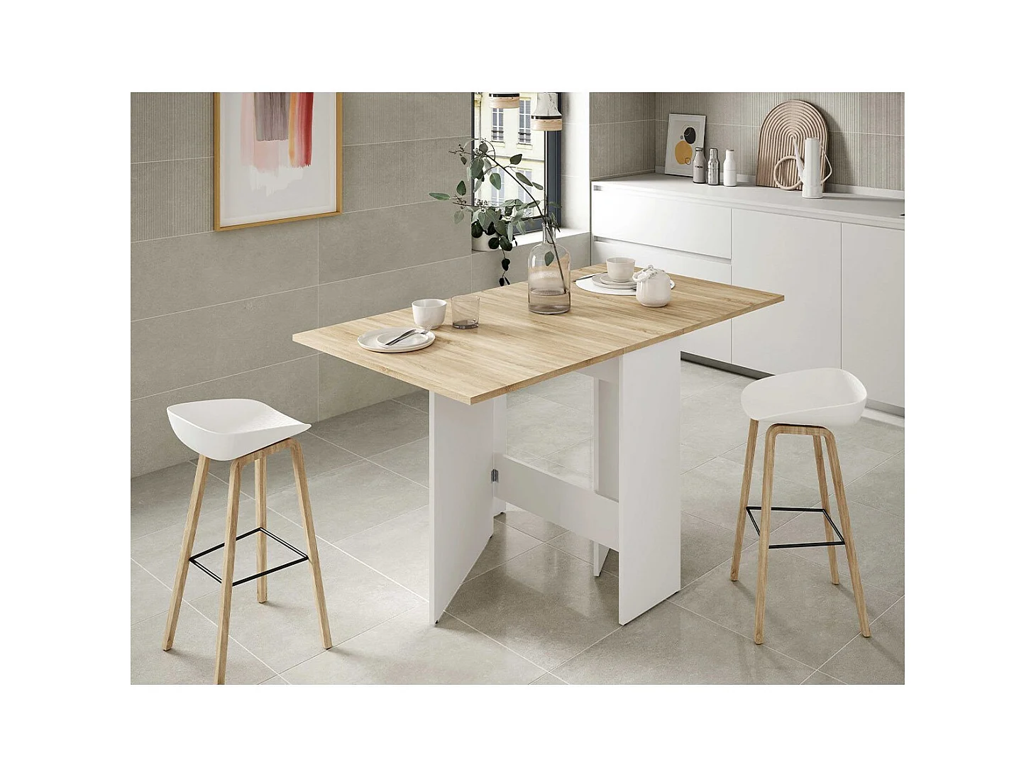 Faltbarer Tisch in 3 Dimensionen, zeitgenössisches Design, 3 mögliche Breiten - Fly