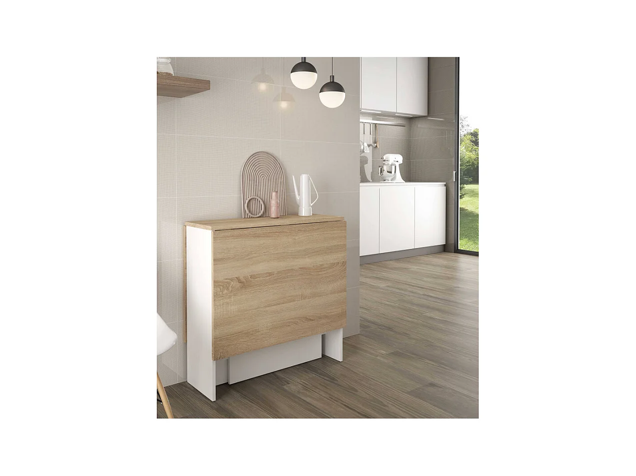 Faltbarer Tisch in 3 Dimensionen, zeitgenössisches Design, 3 mögliche Breiten - Fly