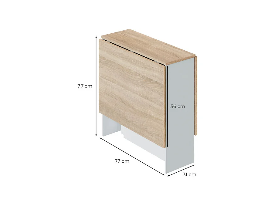 Mesa plegable blanca y madera clara - Al.78 cm - Fly