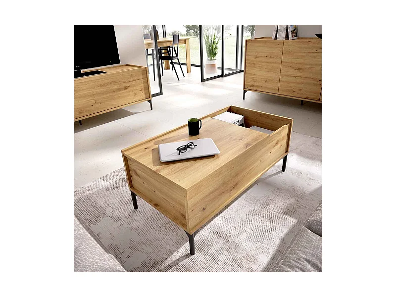 Mesa de centro Ness diseño elevable nordic 41x99x60 cm