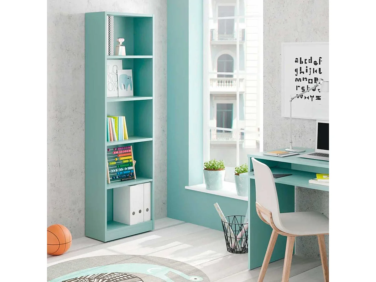 Bibliothèque pour enfants et adolescents I-Joy en mélamine verte 52 x 180 x 25 cm