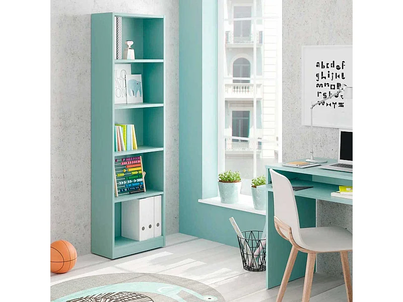 Estantería Kids  5 estantes verde 180x52x25 cm