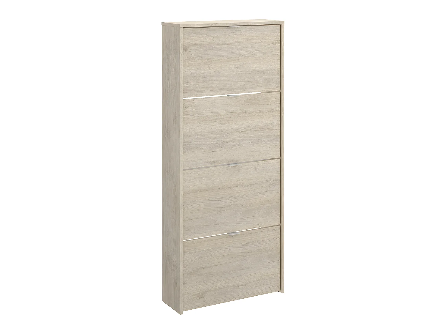 Meuble à chaussures en panneaux de particules mélaminés coloris chêne naturel - Longueur 60.9 x Profondeur 25.2 x Hauteur 149 cm