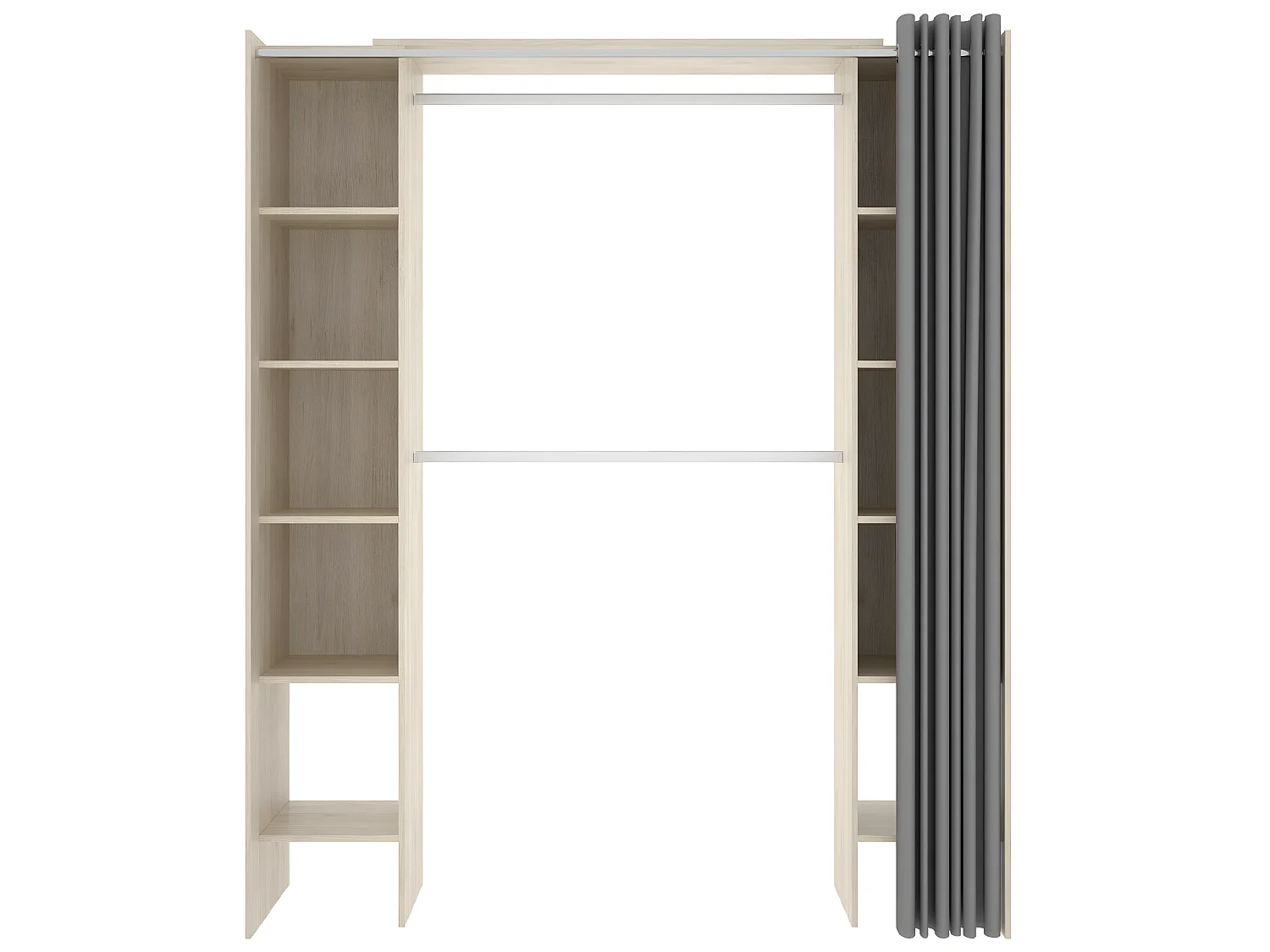 Armoire dressing extensible en panneau de particules coloris chêne naturel - Longueur 110-160 x Profondeur 50 x Hauteur 205 cm