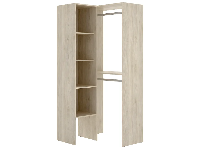 Armoire dressing d'angle en panneaux de particules mélaminés - Longueur 79.5 x Profondeur 88.5 x Hauteur 185 cm