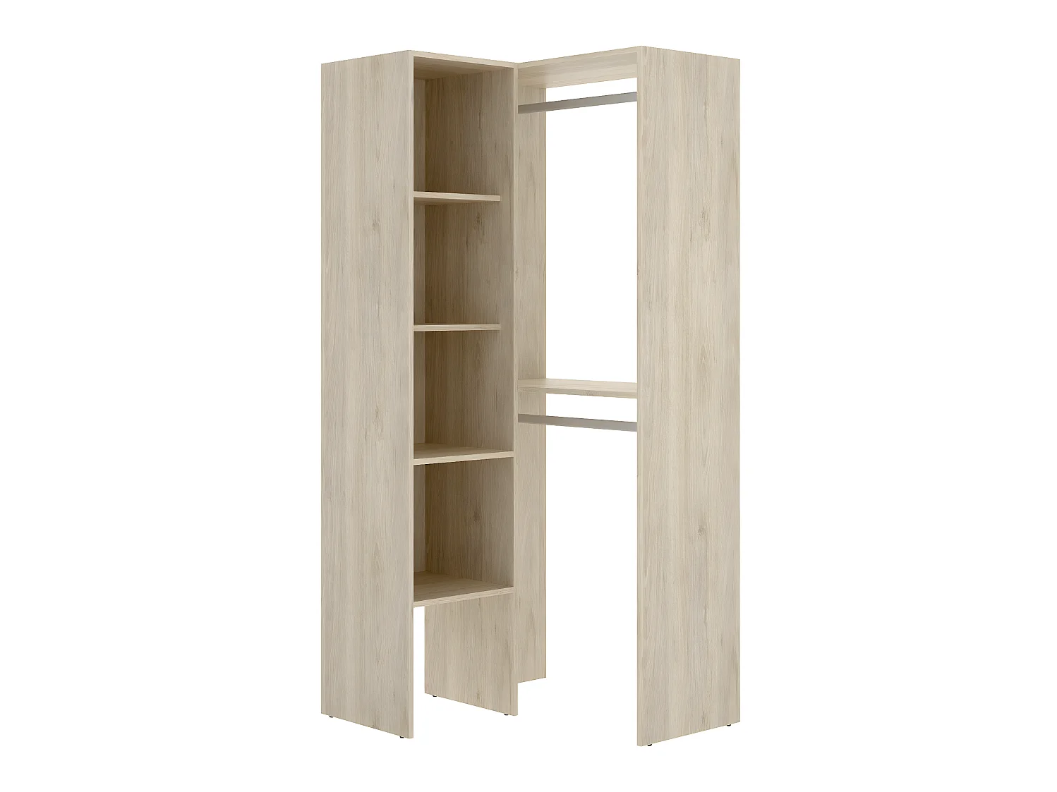 Armoire dressing d'angle en panneaux de particules mélaminés - Longueur 79.5 x Profondeur 88.5 x Hauteur 185 cm