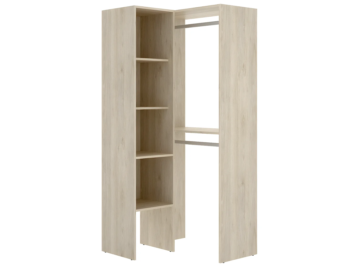Armoire dressing d'angle en panneaux de particules mélaminés - Longueur 79.5 x Profondeur 88.5 x Hauteur 185 cm