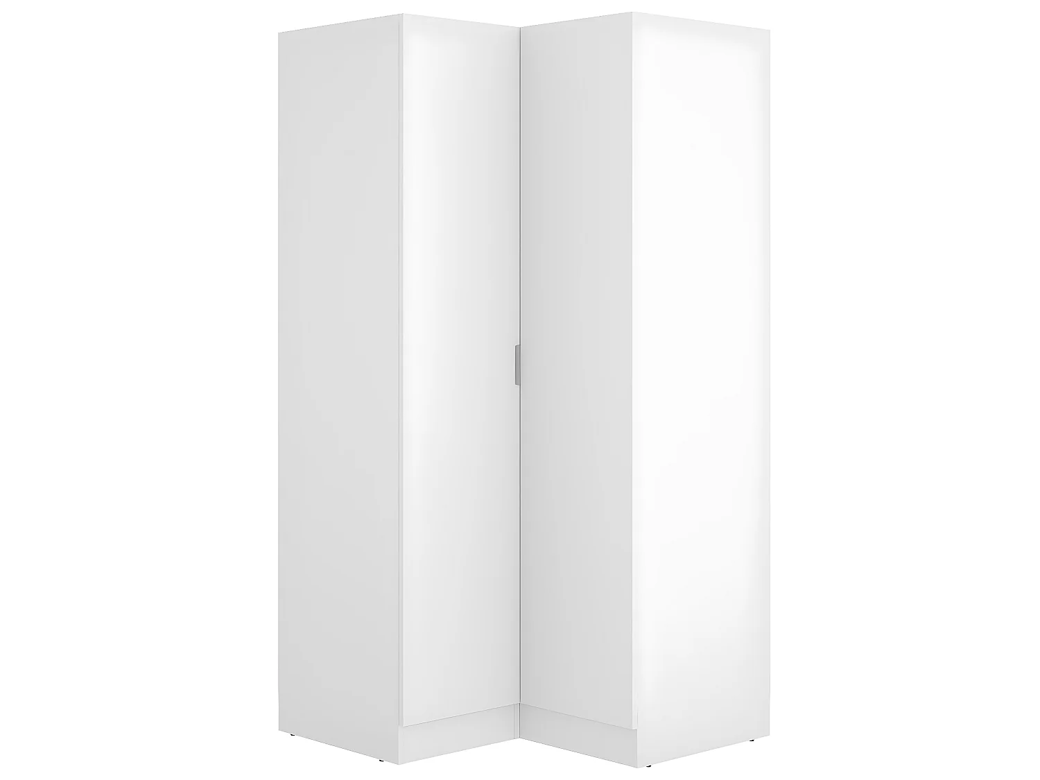 Armoire dressing d'angle en panneaux de particules mélaminés coloris blanc - Longueur 90.5 x Profondeur 92.5 x Hauteur 184.2 cm