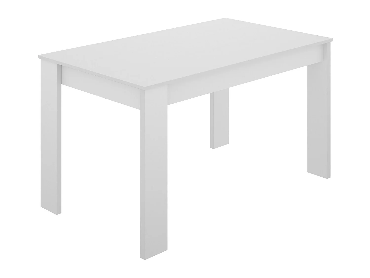 Table à manger rectangulaire en panneaux de particules mélaminés coloris blanc - Longueur 139 x Profondeur 81 x Hauteur 77 cm