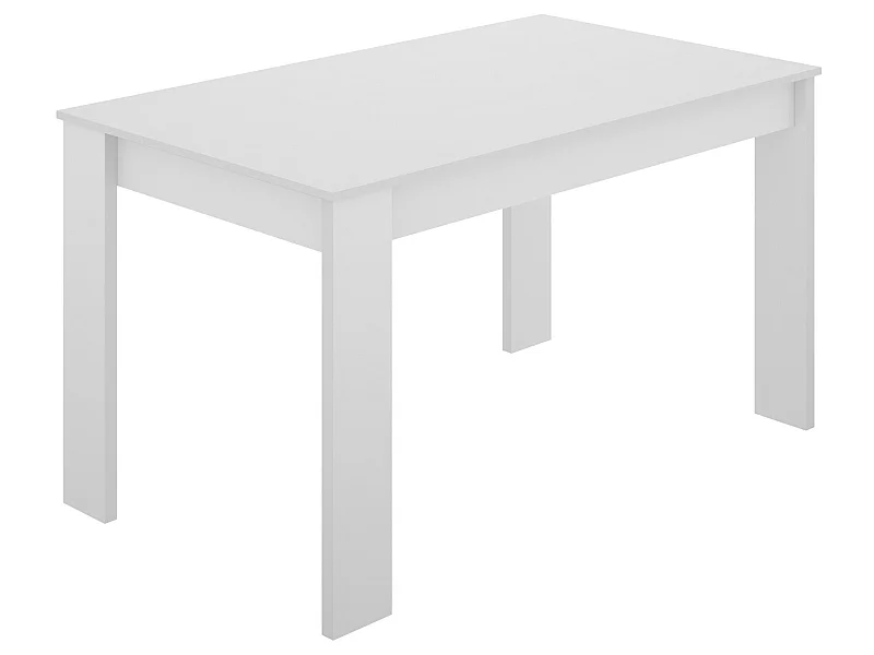 Table à manger rectangulaire en panneaux de particules mélaminés coloris blanc - Longueur 139 x Profondeur 81 x Hauteur 77 cm