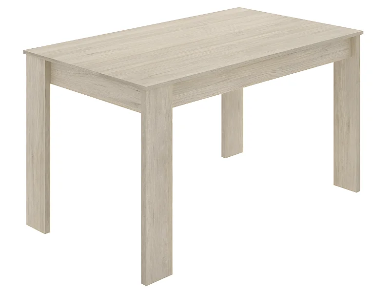 Table à manger rectangulaire en panneaux de particules mélaminés coloris naturel-Longueur 139 x Profondeur 81 x Hauteur 77 cm
