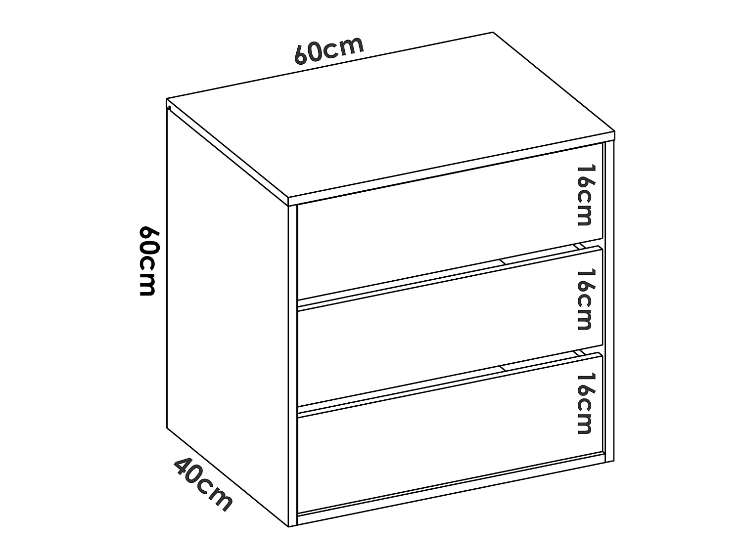 Commode à 3 tiroirs pour armoire coloris blanc - Longueur 60 x Profondeur 40 x Hauteur 60 cm