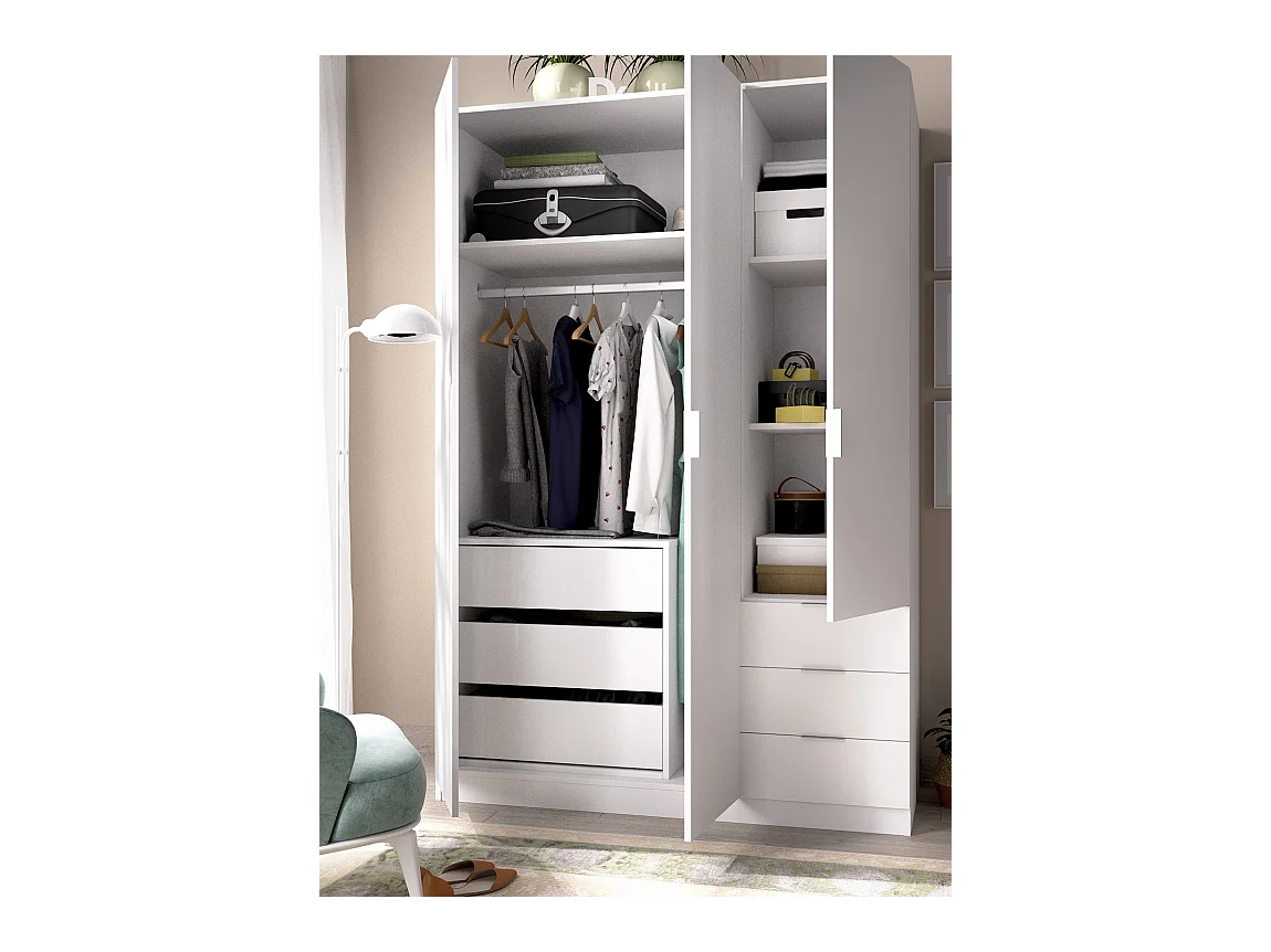 Commode à 3 tiroirs pour armoire coloris blanc - Longueur 60 x Profondeur 40 x Hauteur 60 cm