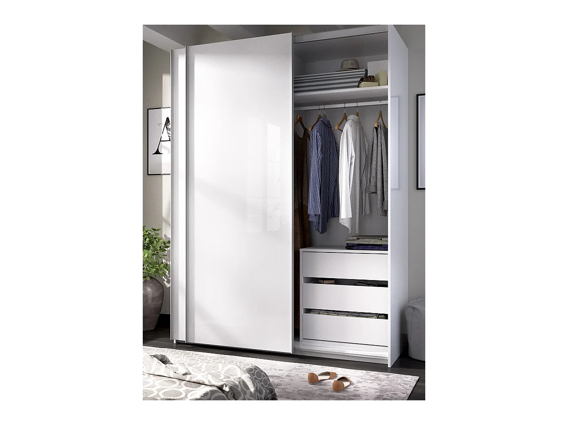 Commode à 3 tiroirs pour armoire coloris blanc - Longueur 60 x Profondeur 40 x Hauteur 60 cm
