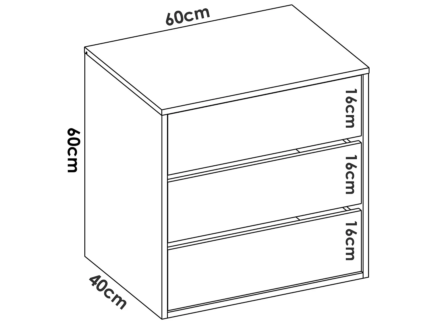 Commode à 3 tiroirs pour armoire coloris blanc - Longueur 60 x Profondeur 40 x Hauteur 60 cm
