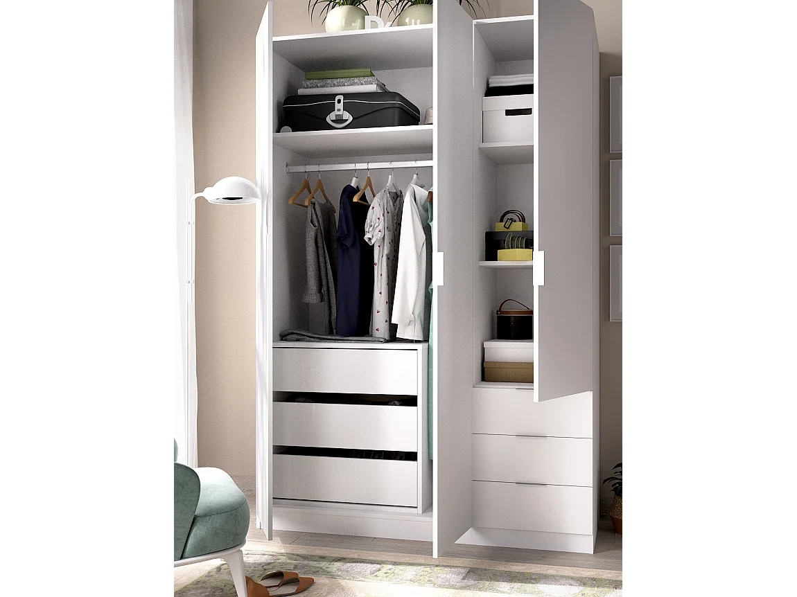 Commode à 3 tiroirs pour armoire coloris blanc - Longueur 60 x Profondeur 40 x Hauteur 60 cm