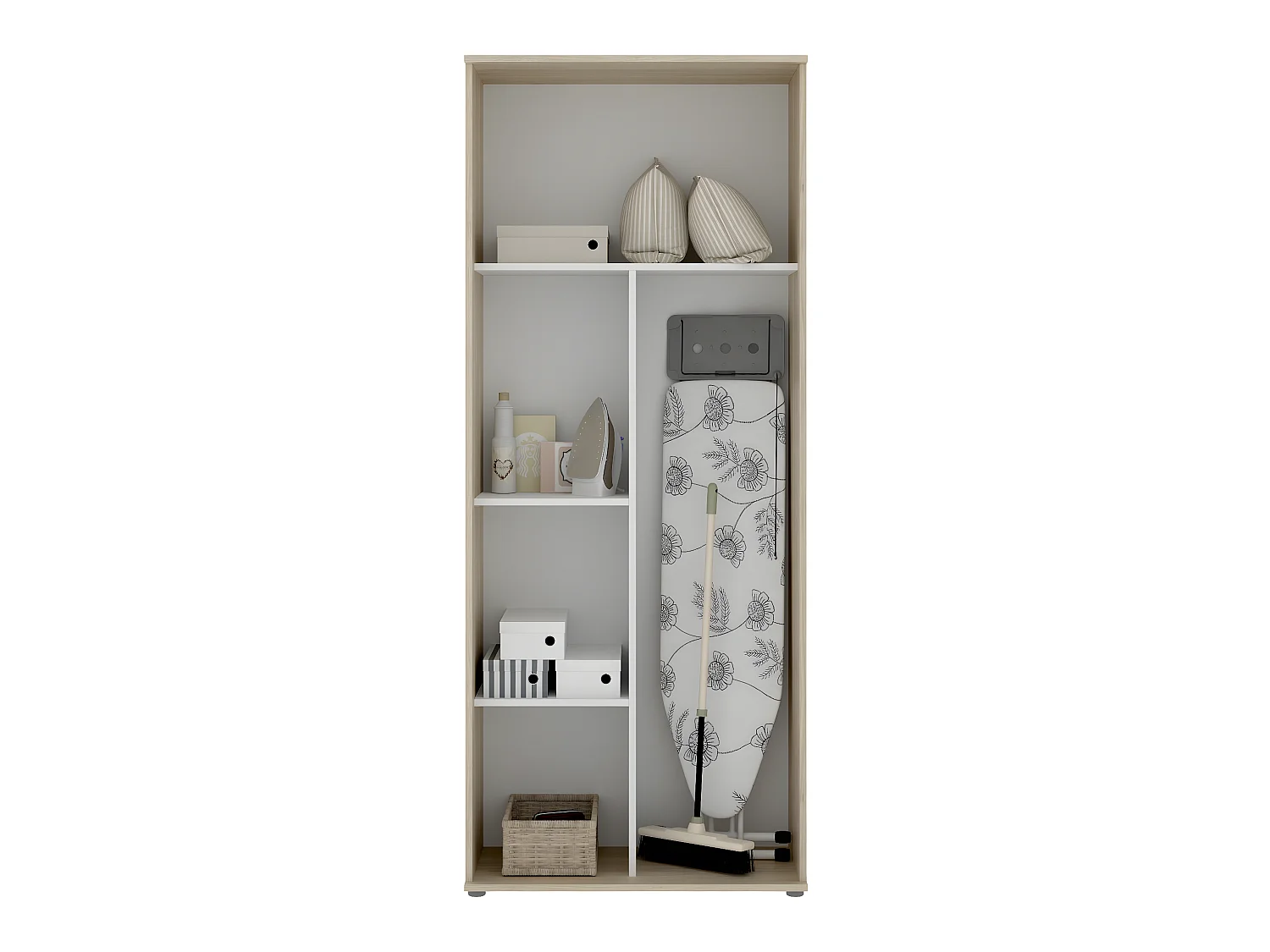 Armoire en panneaux de particules mélaminés coloris chêne naturel - Longueur 77.4 x Profondeur 35.3 x Hauteur 190.2 cm