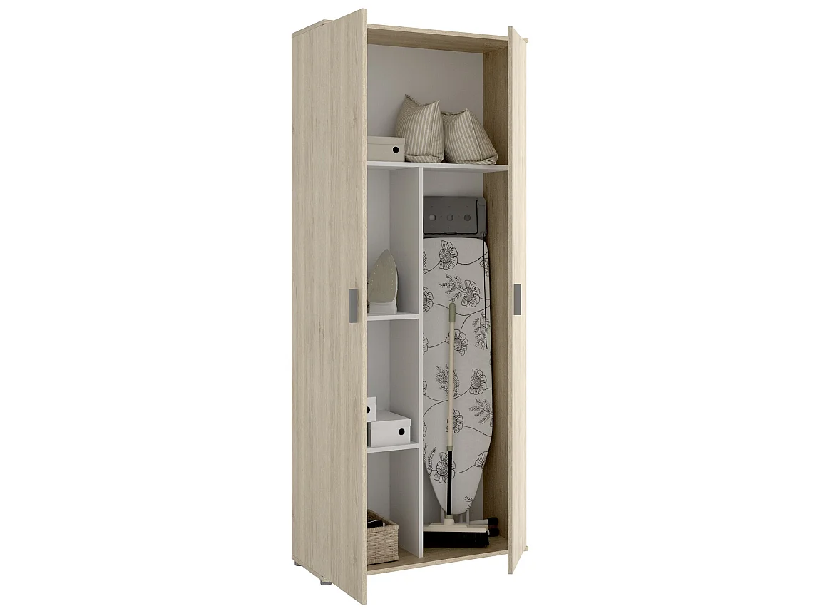 Armoire en panneaux de particules mélaminés coloris chêne naturel - Longueur 77.4 x Profondeur 35.3 x Hauteur 190.2 cm