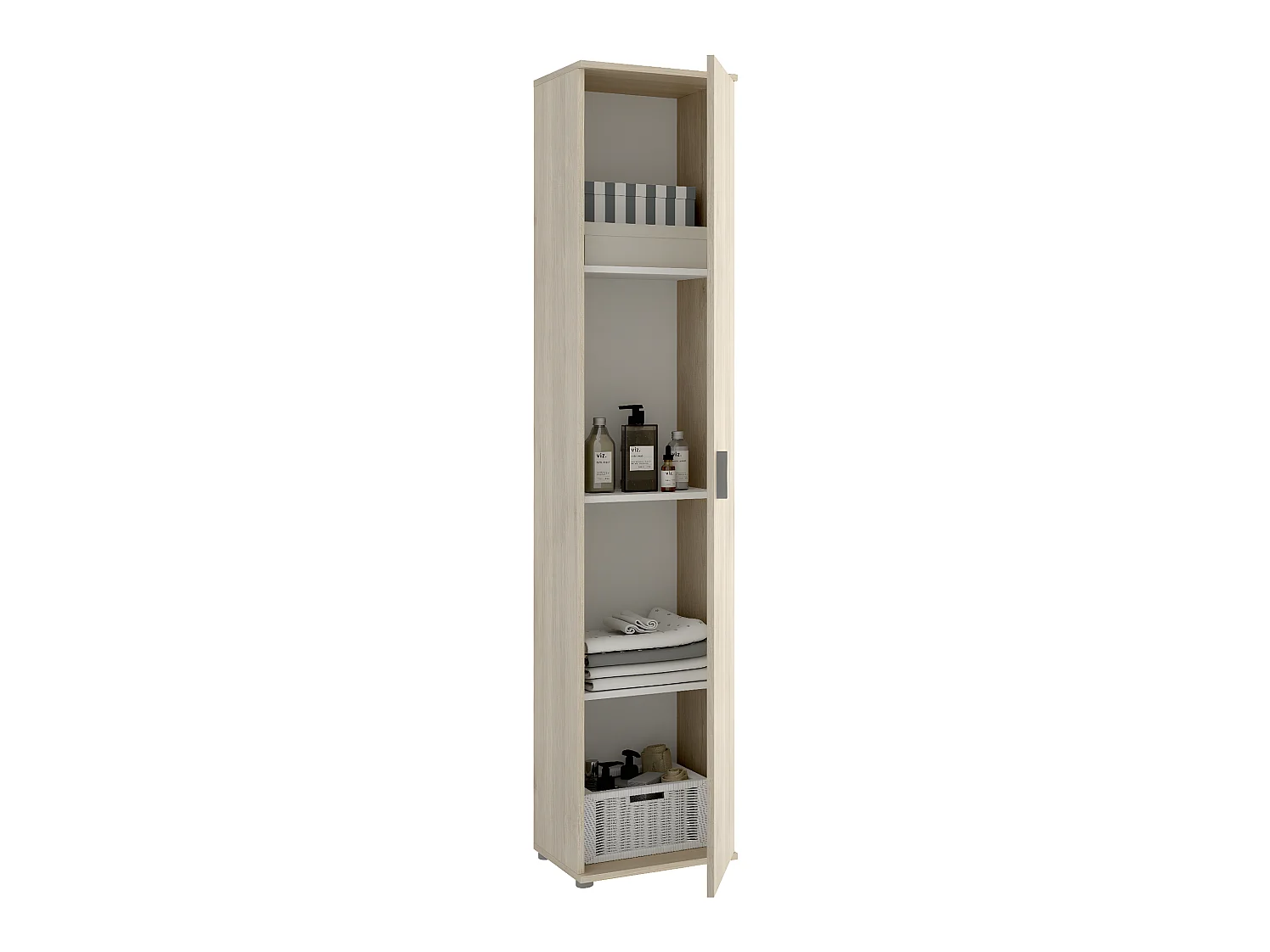 Armoire en panneaux de particules mélaminés coloris chêne naturel - Longueur 38.8 x Profondeur 35.3 x Hauteur 190.2 cm