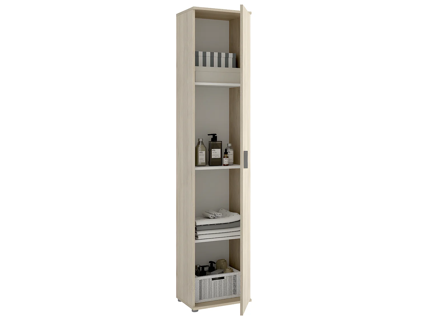Armoire en panneaux de particules mélaminés coloris chêne naturel - Longueur 38.8 x Profondeur 35.3 x Hauteur 190.2 cm